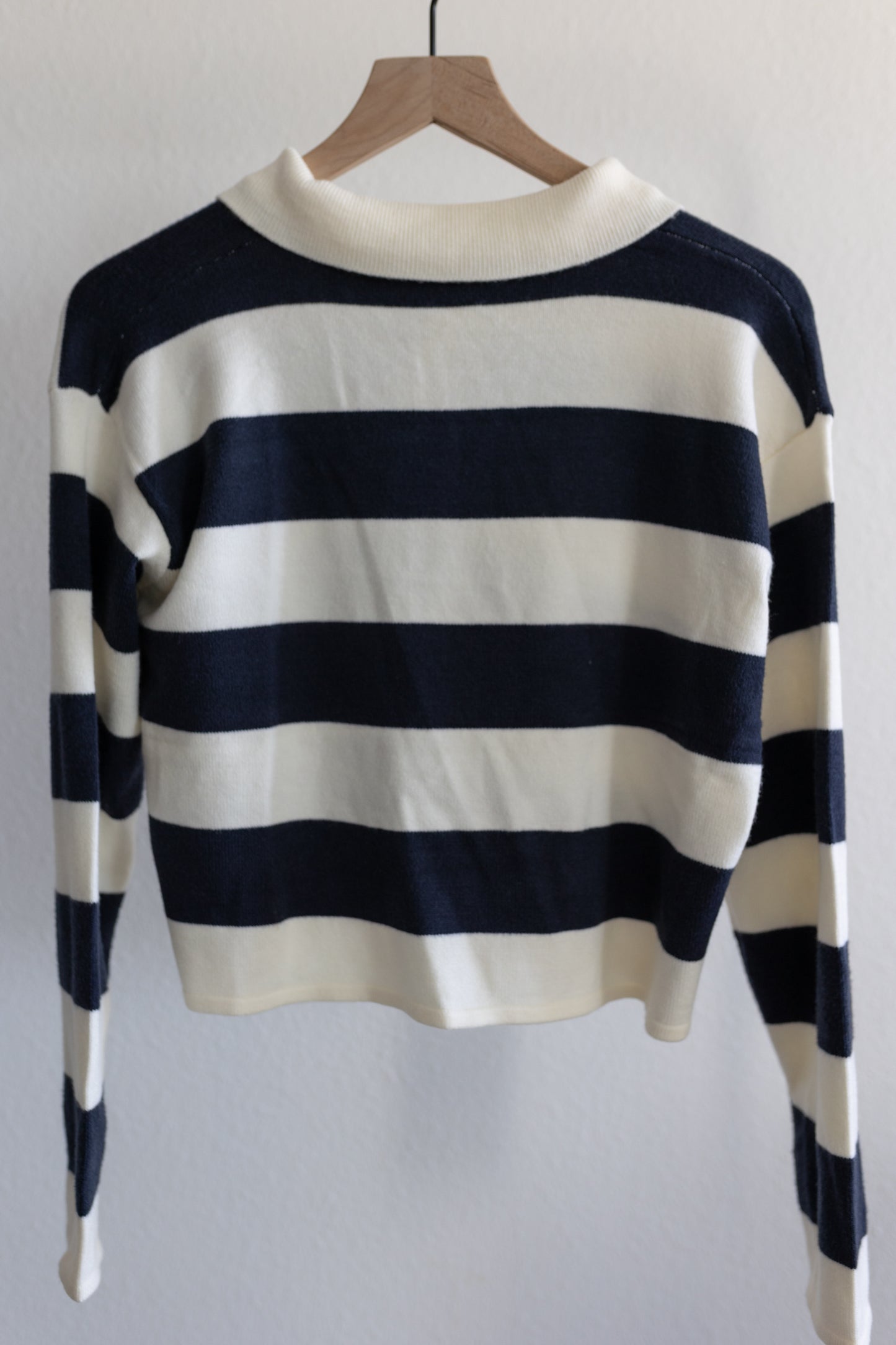 Striped Knit Long Sleeve Polo