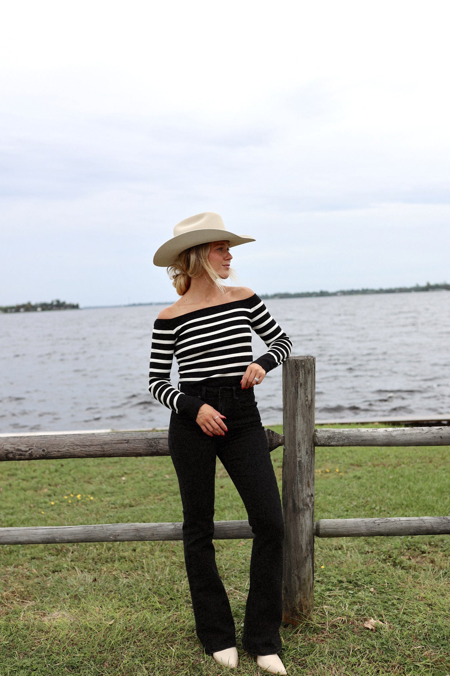 Sadie Stripe Off Shoulder Long Sleeve