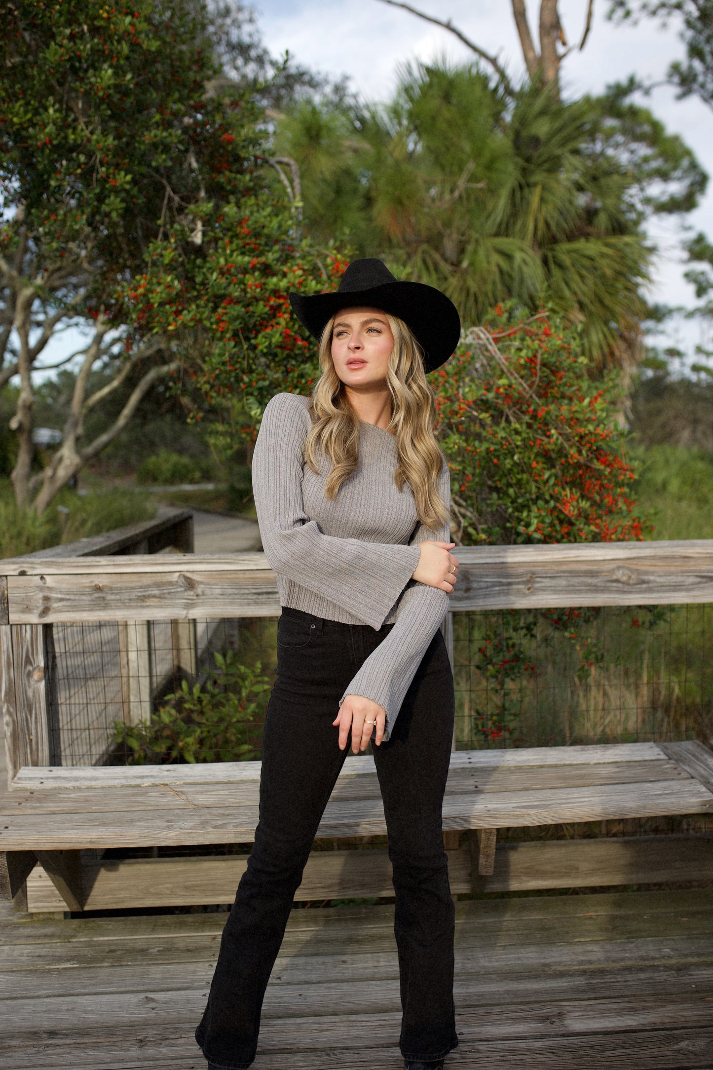 Ribbed Flare Long Sleeve