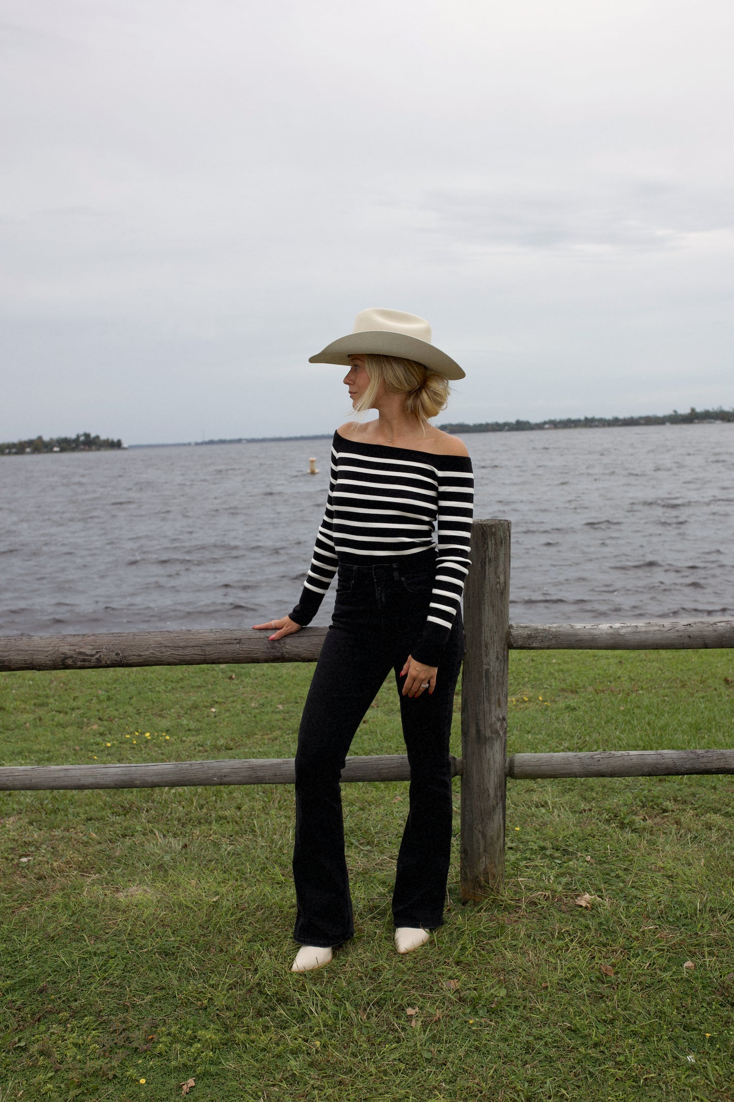 Sadie Stripe Off Shoulder Long Sleeve