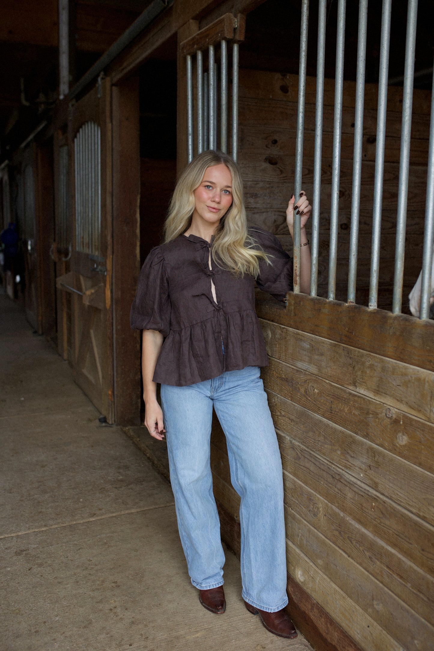 Annie Linen Bow Top