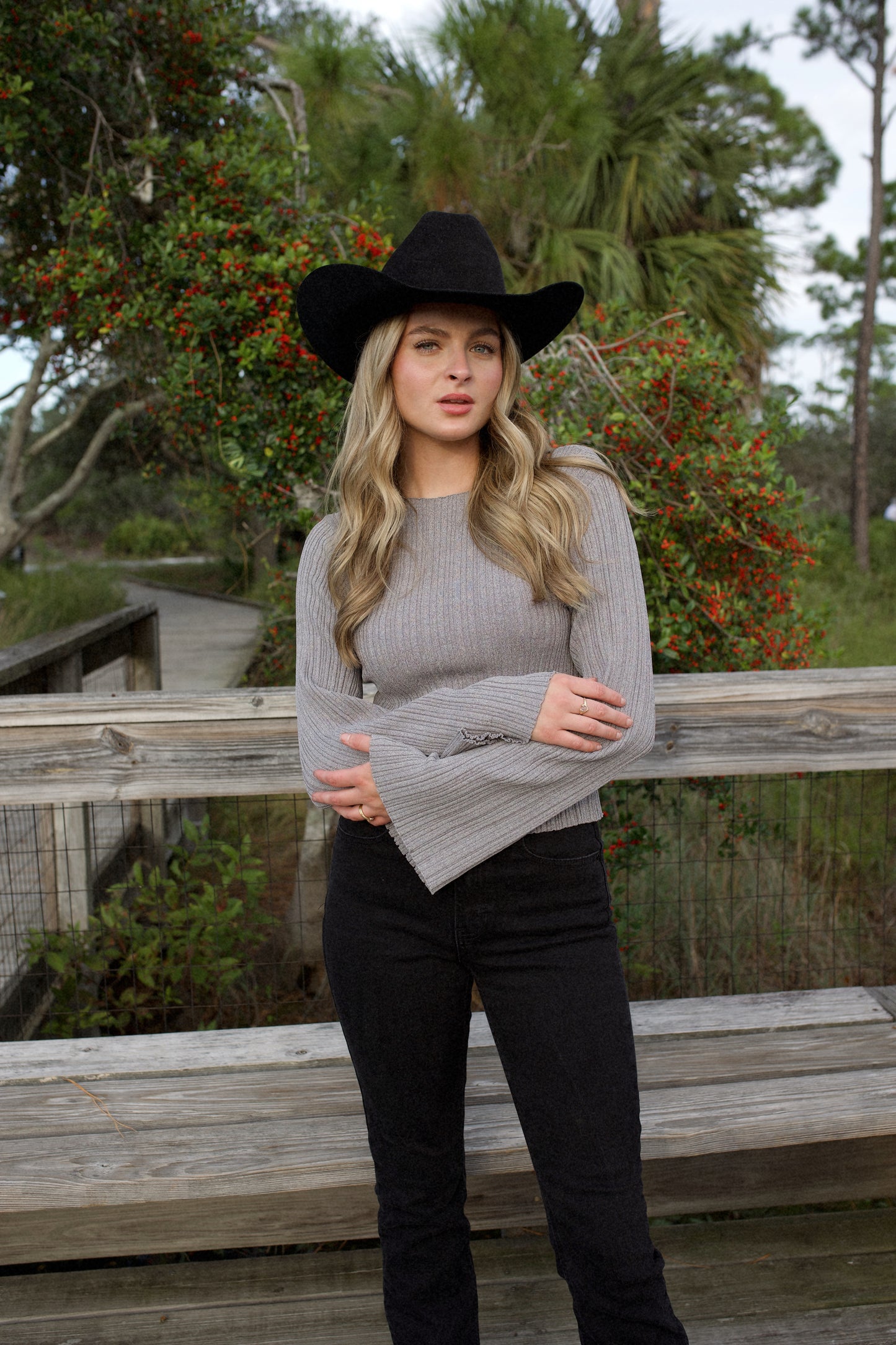 Ribbed Flare Long Sleeve