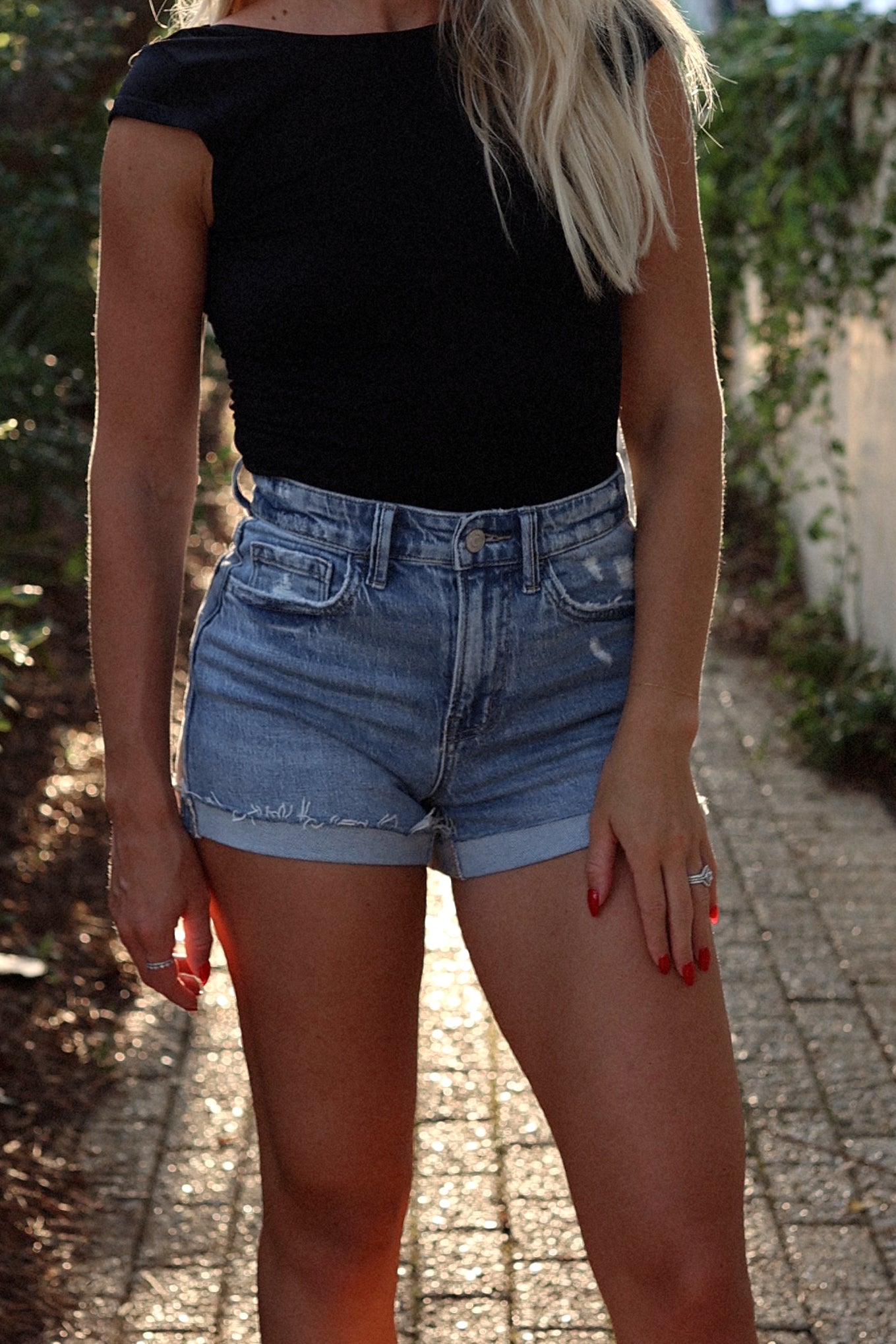 Jane A-Line Cuff Denim Shorts